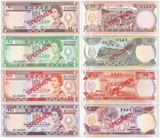 Fiji 1 - 10 Dollars 4 Pieces Set, 1980 ND, P-76s2-79s2, UNC, w/ Rust, Specimen
