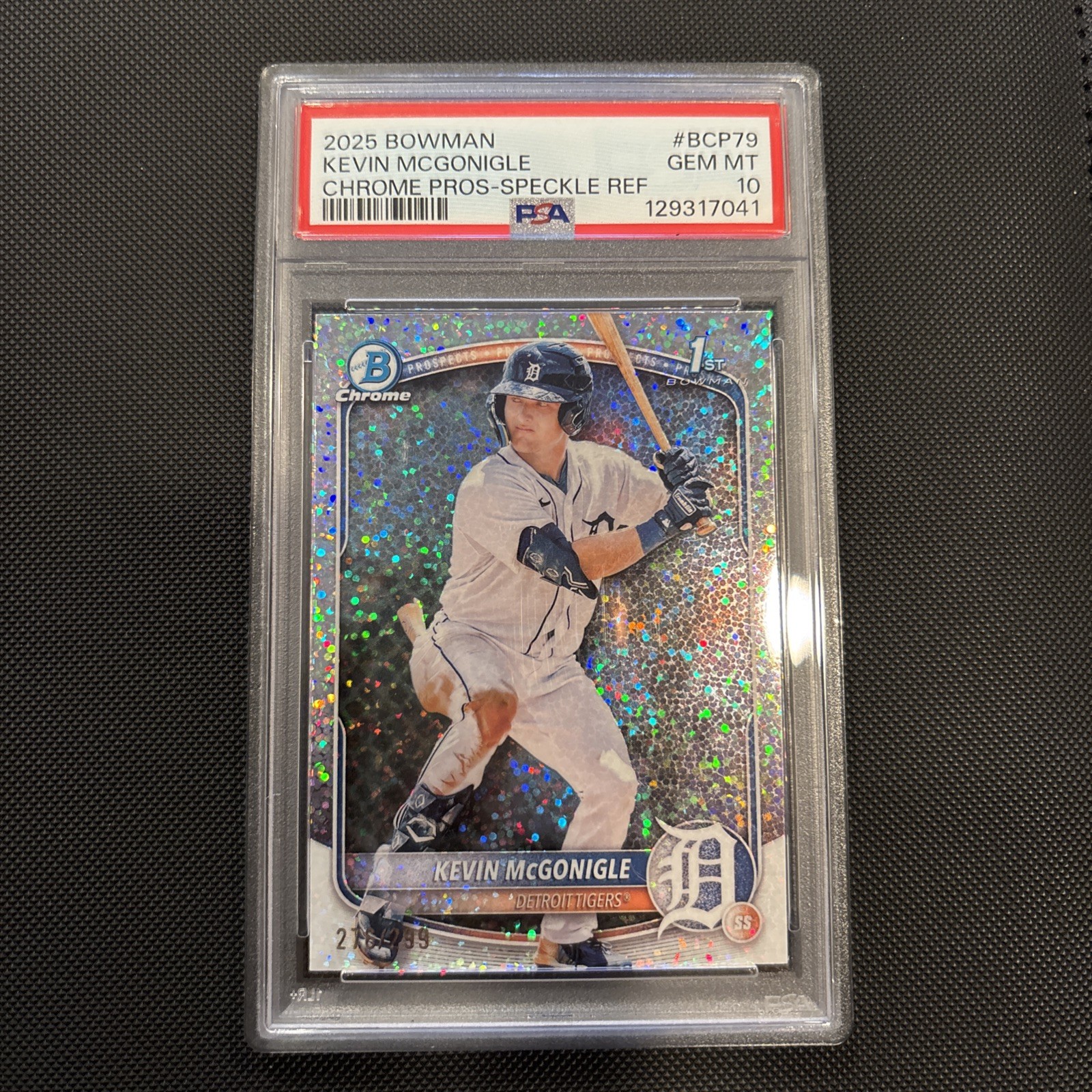 2025 Bowman Chrome Kevin McGonigle #BCP79 Speckle Refractor /299 PSA 10 Gem Mint