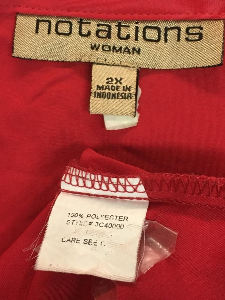 Notations Women's Red 2X Button Front Polyester T… - image 2