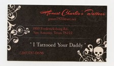 original 2010s vintage badass honest charlie potter texas tattoo business card