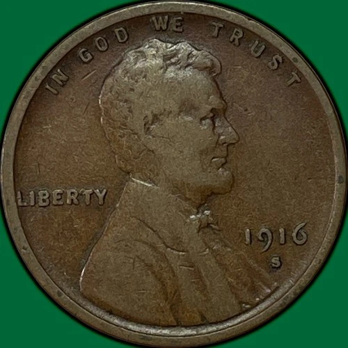 1916-S Lincoln Wheat Cent Fine F Coin #34929