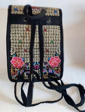 Women Flower Shoulder Bag Handmade Vintage Style Bag Ethnic Embroidery Backpack
