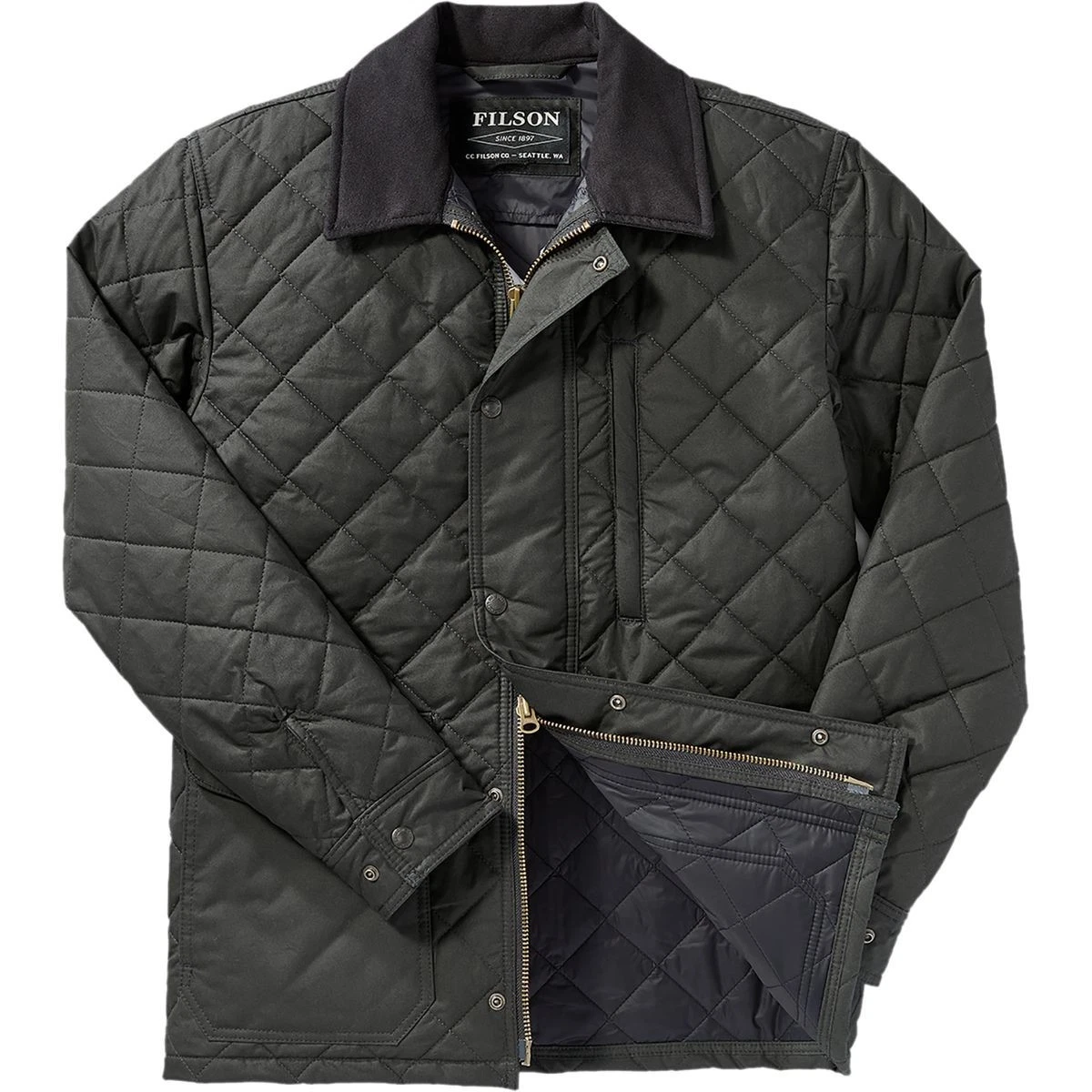 Filson Quilted Mile Marker Jacket Dark Navy Cover Cloth Made in USA Small NWT