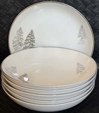 Fukagawa Japan Arita Silver Tree  224 Set Of 6 Berry Bowls Hand Painted