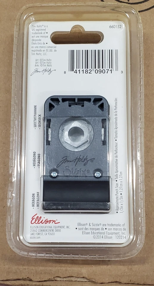 НОВЫЙ Бумажный Пробойник Sizzix OCTAGON Tim Holtz Снят с производства и Трудно Найти 1/2" Отверстие Запечатано - Изображение 2 из 2