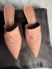 Next Signature Slip-On Kitten Heel Dusky Pink Pointed Mules, Size 5