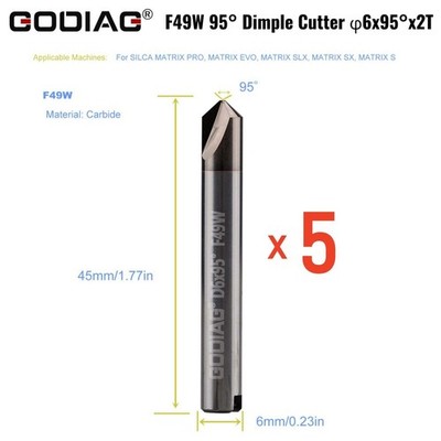 5x GODIAG F49W 95° Dimple Cutter φ6x95°x2T For SILCA MATRIX PRO, MATRIX EVO etc