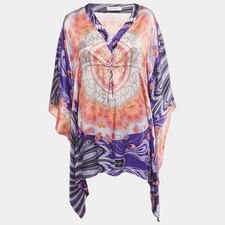 Versace Collection Multicolor Silk Kaftan Tunic M