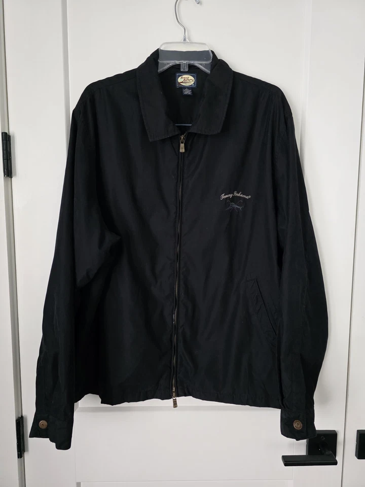 Vintage Tommy Bahama Black Harrington Waxed Bomber Jacket Men’s Large Lined - Image 3 of 4