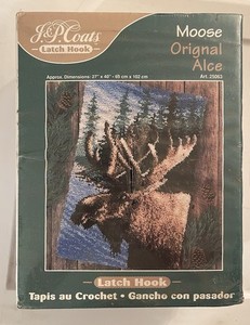 J&P Coats Latch Hook Kit MOOSE 25063 Orignal Alce 40"x27"