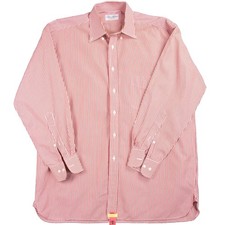 Ben Silver Shirt Men  s 17-33 Red White Striped Cotton Classic Fit Made in USA