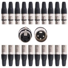 20 Pack XLR 3 Pin Male/Female Plugs Audio Mic Microphone Cable Plug Connector...