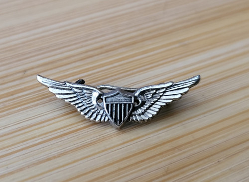 Vtg O. C. Tanner Sterling Silver Lapel Hat Pin Pilot Wings for Cap ⅞" U.S. Army