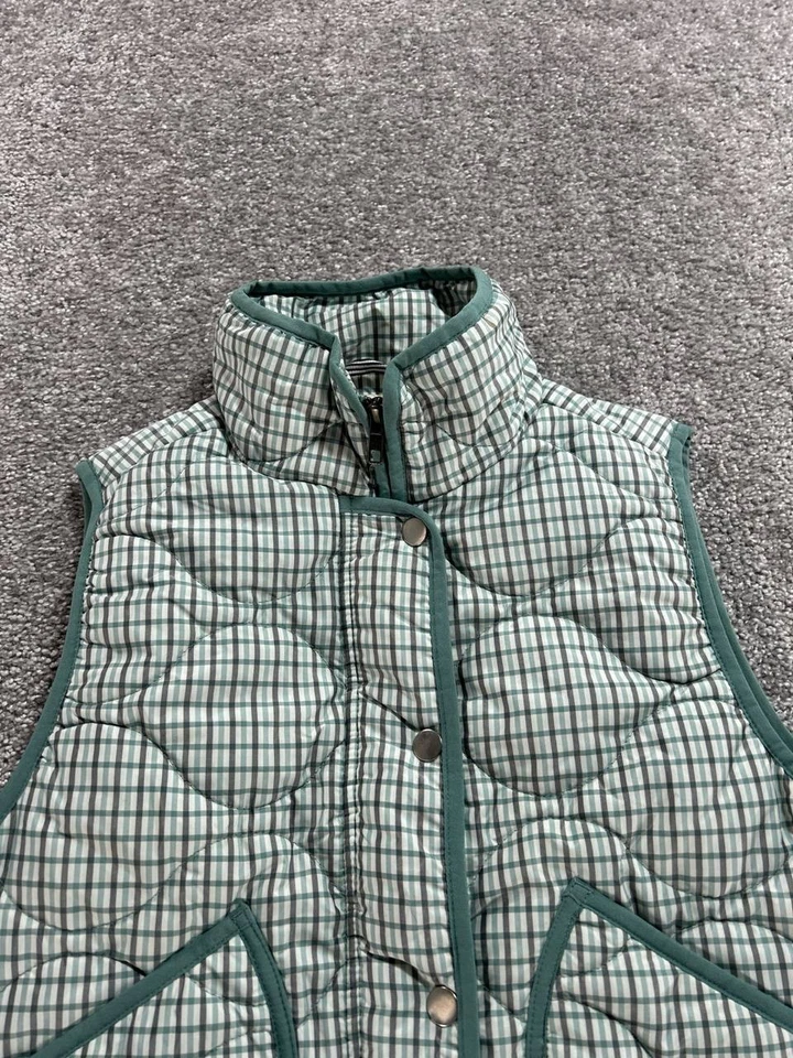 Chaleco J.Crew Mujer Xs Verde Blanco Primaloft Aislado Cremallera Completa Foto 2 de 4