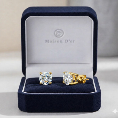 2 kt Ohrringe Gold Geschenkbox Laborgefertigt VVS1/D/Top Diamant Testpass