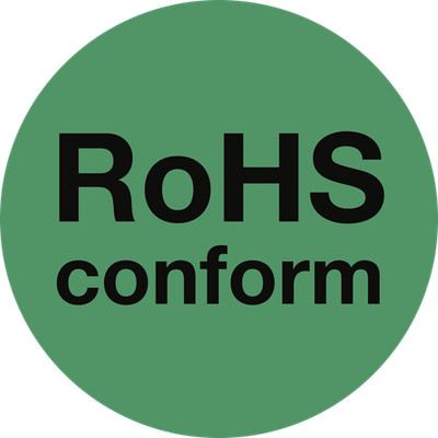 RoHS-Kennzeichen ''RoHS conform'', Folie, Ø 15 mm, 10 Stück/Bogen