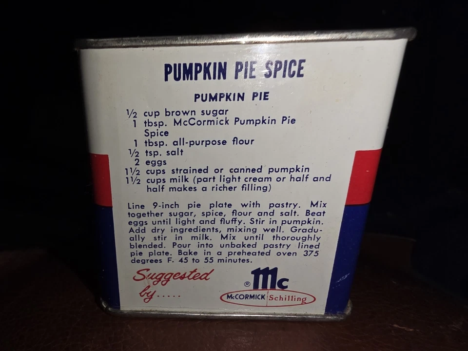 Vintage McCormick Pumpkin Pie Spice Tin Metal Lid Jack-O-Lantern Halloween - Image 2 of 4