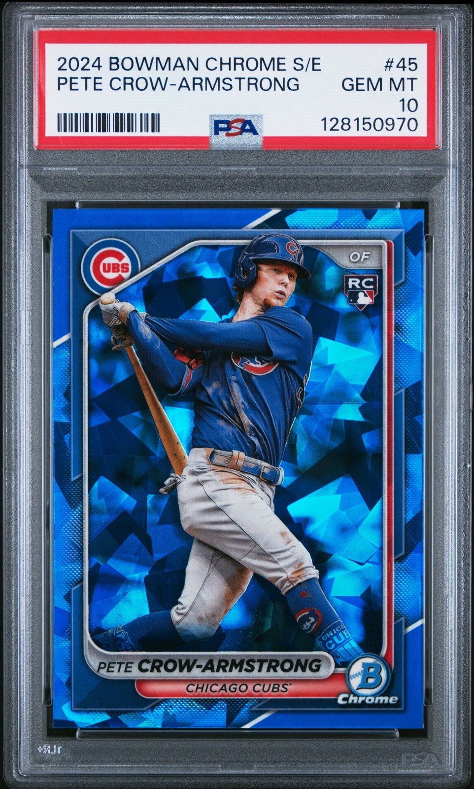 Pete Crow-Armstrong 2024 Bowman Chrome Sapphire #45 PSA 10 Gem Mint Rookie Cubs