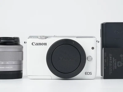 [Exc+++++] Canon EOS M10 15-45mm F3.5-6.3 Mirrorless Camera White #3313A - Image 1 of 4
