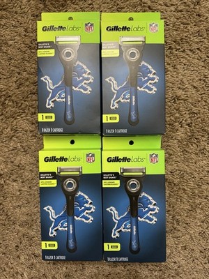[LOT OF 4] Detroit Lions Gillette Labs NEW Best Razor & Refill Cartridge NFL