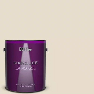 1 Gal. #MQ3-12 Ivory Paper One-Coat Hide Ceiling Flat Interior Paint & Primer