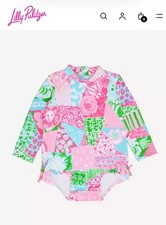 Lilly Pulitzer UPF 50+ Idella Infant Swimsuit  Multi Crazy Quilt 3-6 Mos