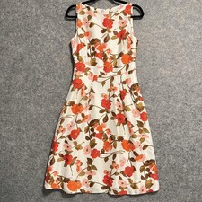 Banana Republic Dress Womens 2 White Pink Floral Silk Garden Party Wedding Vtg