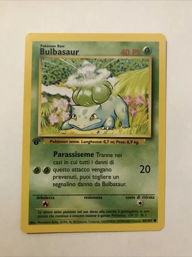 Bulbasaur 44/102  1st edition Italian Pokemon Base Set Card