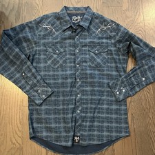 Rock 47 Wrangler Western Embroidered Long Sleeve Pearl Snap Shirt XL Geometric