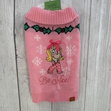 Suéter Grinch Cindy Lou Who Perro GRANDE Rosa Navidad Vacaciones Tejido Bordado