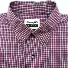 Wrangler Riata Western Rodeo Men's Short Sleeve Red Check Rodeo M Button Down