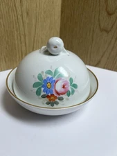 Made In Portugal Butter/ Cheese Keeper Lid with Dish Floral Design Porcelain