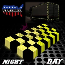Black & Neon Yellow Safety Reflective Checker Flag Sticker Stripe Warning Mark