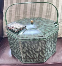 John Derian for Target 2025 Metal Holiday Cookie Dessert Octagonal Tin Pine Prin