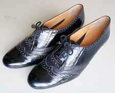 VAN DAL Patent Leather Mid Heel Lace Up Brogue Shoes UK Size 6.5 Black