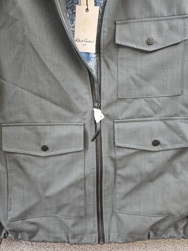 Robert Graham Lightweight Textured Poly Utility Jacket Men's L Gray Full Zip image 10