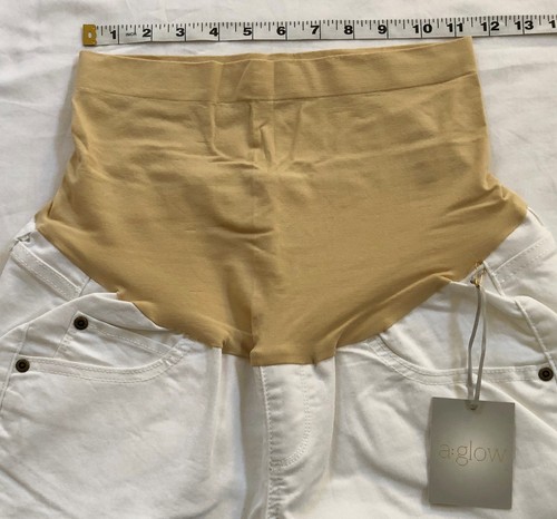 NEW AGlow Maternity Capri Jeans White Pants Cropped Flare Full Panel Size 10 12 - Picture 17 of 23