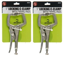 2 SE 5" LOCKING C CLAMP VISE PLIERS W/SWIVEL FLEX GRIP PADS 1" JAW #9867LP