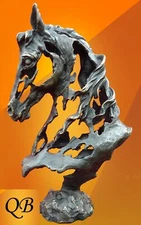 ART DECO BRONZE HORSE HEAD IN BLACK FIGURINE SCULPTURE STATUE ARABIAN FIGURE