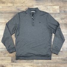 Travis Mathew Golf Sweater Mens XL Grey Button Pullover Knit Long Sleeve Adult