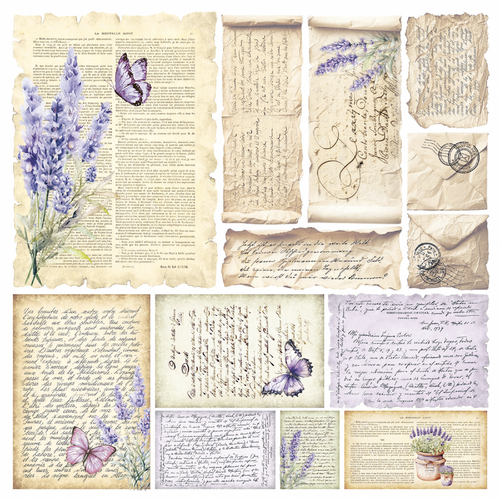 Ciao Bella Morgen in der Provence 6"x 6" Pergament pingelig geschnitten Set Blumen Pergament Papier - Bild 4 von 7