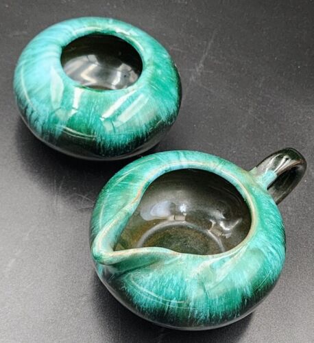 Blue Mountain Canada Pottery Sugar Bowl & Creamer Drip Glaze Set  Vintage   - Afbeelding 1 van 5