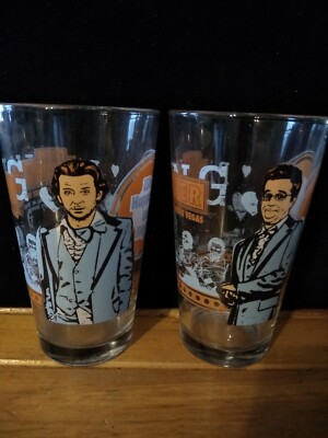 THE HANGOVER MOVIE Beer 6'' Tall 3 1/4'' Diameter Drinking Glasses Lot of Two Nice