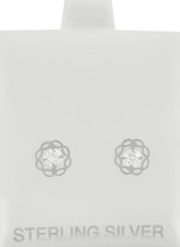 LAB CREATED WHITE SAPPHIRES STUD EARRINGS 925 SILVER NWT - Screw Backs