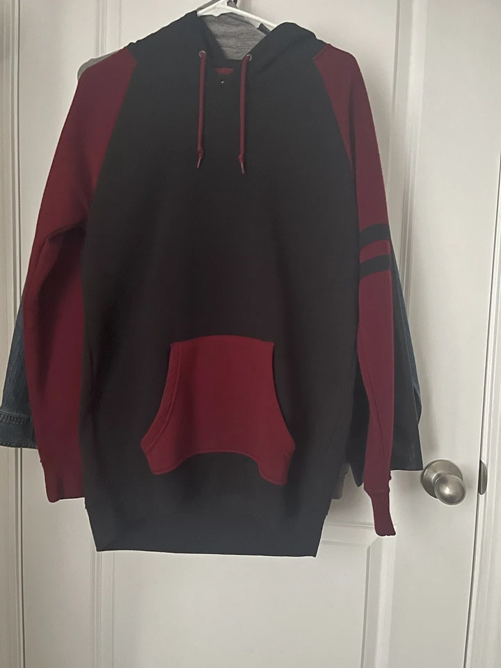 Sudadera Zine Borgoña Y Negra Para Hombre Talla M Patinador Ropa de Calle Foto 3 de 4