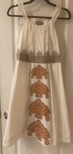 Anthropologie Dress - SIZE 2 - Floreat Lined Dress - Cream Orange Tan Appliqué