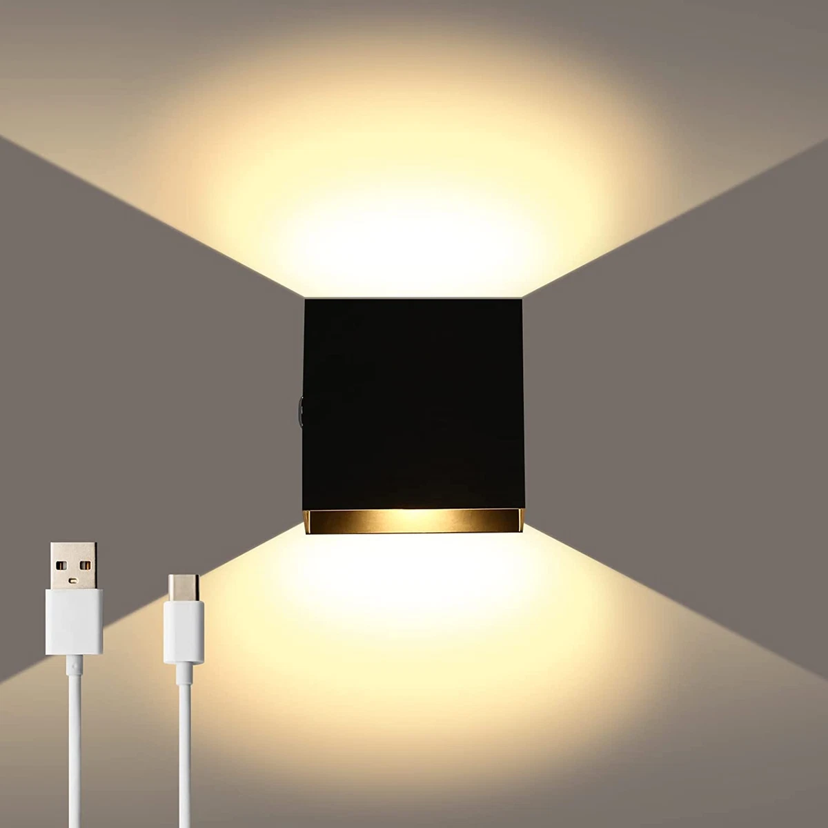 LED Wall Sconce Battery Powered Touch Control Dimmable Wall Lamp