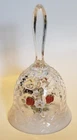 Fenton Art Glass Opalescent Basket Weave Hand Painted Strawberries Bell - Signed