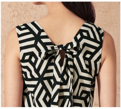 Sz M (8)esmara Womens linen dress v-neck decorative bow on back Geometric Print | eBay Sz M (8)esmara Womens linen dress v-neck decorative bow on back Geometric Print | eBay
