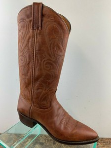 Dan Post Marrón Cuero Fileteado Punta Redonda Tirar Occidental Botas de  vaquero para mujer 7.5M | eBay